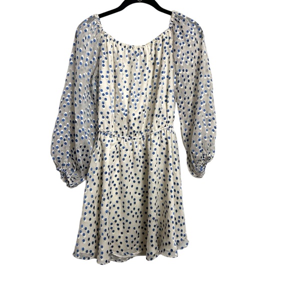 Lovers + Friends Blue & White polka Dot Stretchy Dress EUC SZM - Picture 3 of 7